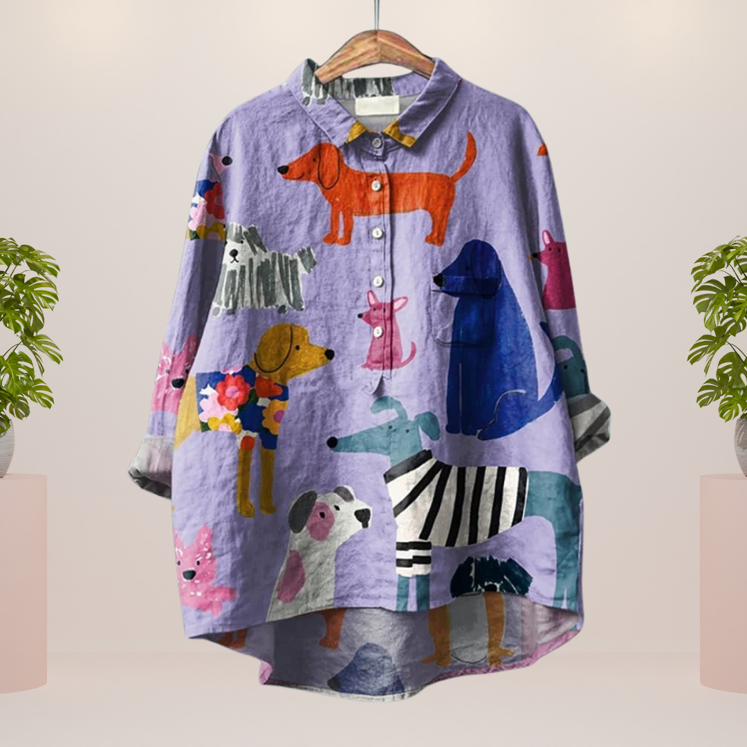 Kathrin | T-Shirt con Stampa Artistica di Cane