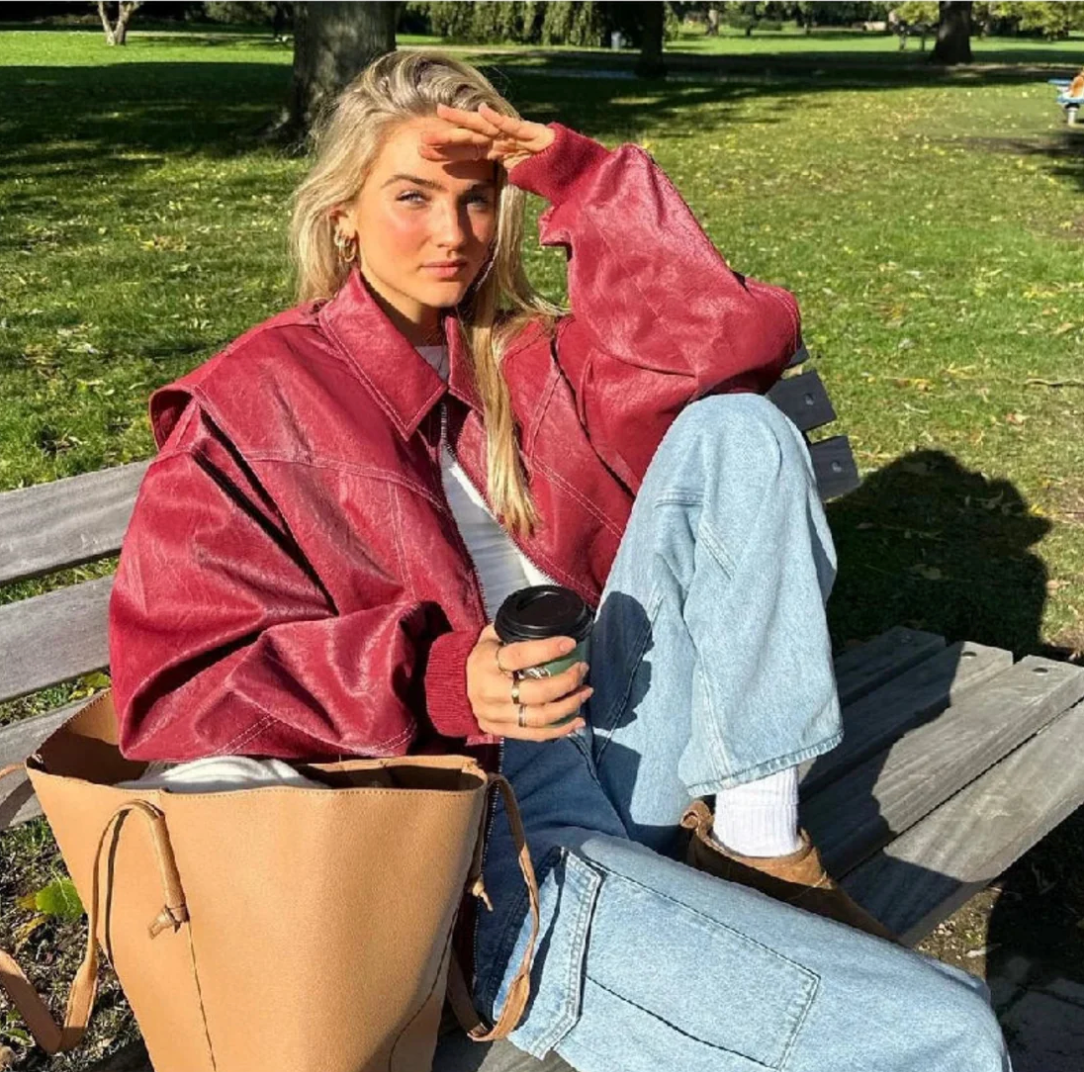 Faye - Giacca in pelle oversize